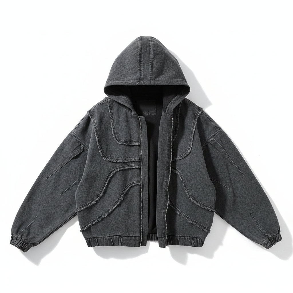 Y2K Denim Jacket American Splicing Style Gothic Vintage Trend Unisex Streetwear Punk High Street Oversized Leisure Zip Up Hoodie