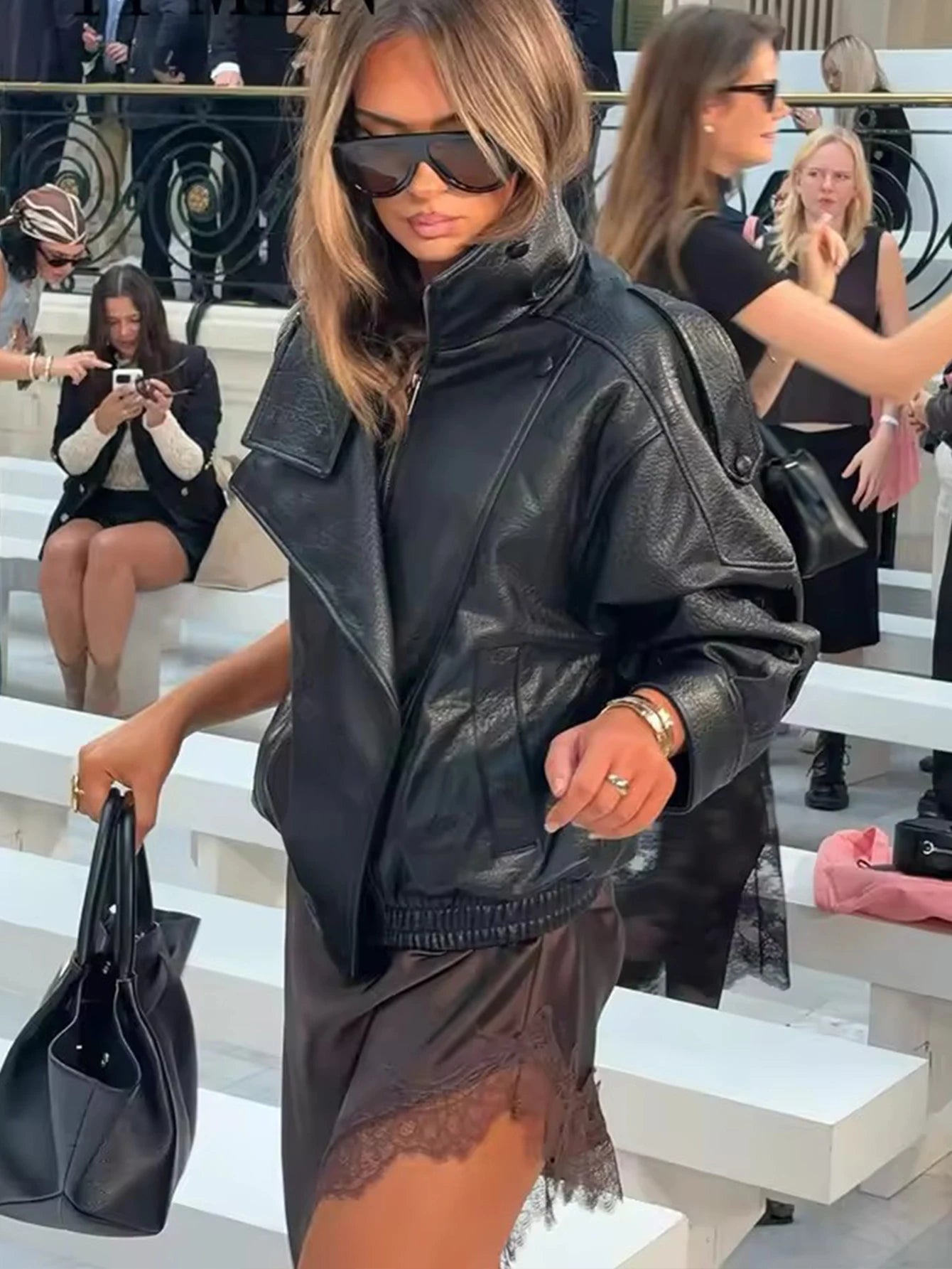 Inna Oversized leather jacket - Urban chic style